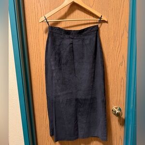 Vtg. Bagatelle Black Suede Maxi Skirt Size 8.